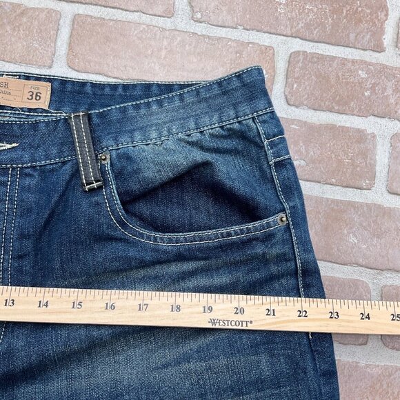 Parish Nation Jeans Men 36 Blue Camo Patch 2006 Stonewash Distressed Bootcut - Picture 7 of 14